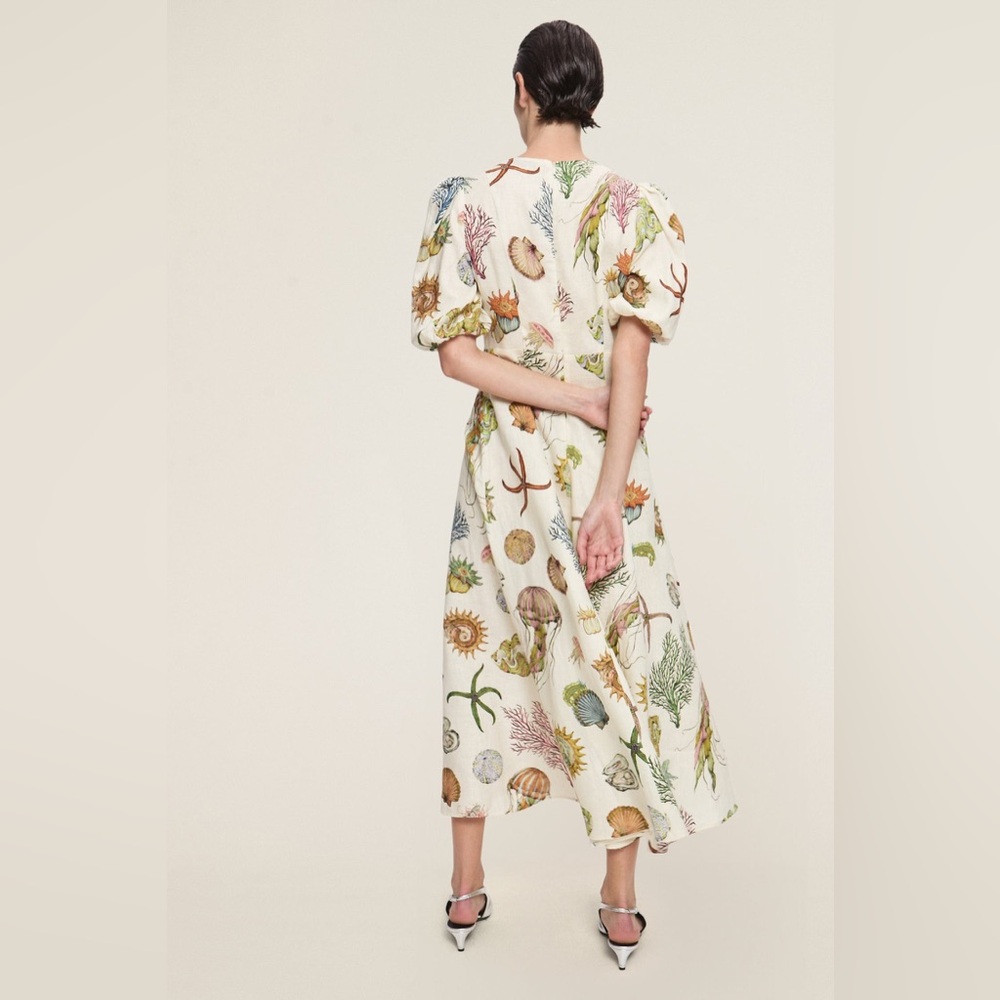 Alemais Sea Life Print Midi Dress - Cream and Multicolor.New - Picture 4 of 10